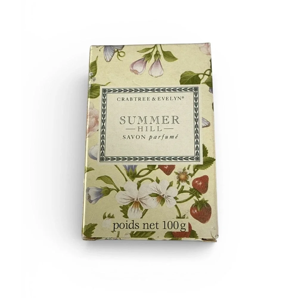 TWO NEW Crabtree‎ Evelyn SUMMER HILL Single Bar Bath Soap 100g 3.5 DISCONTINUED